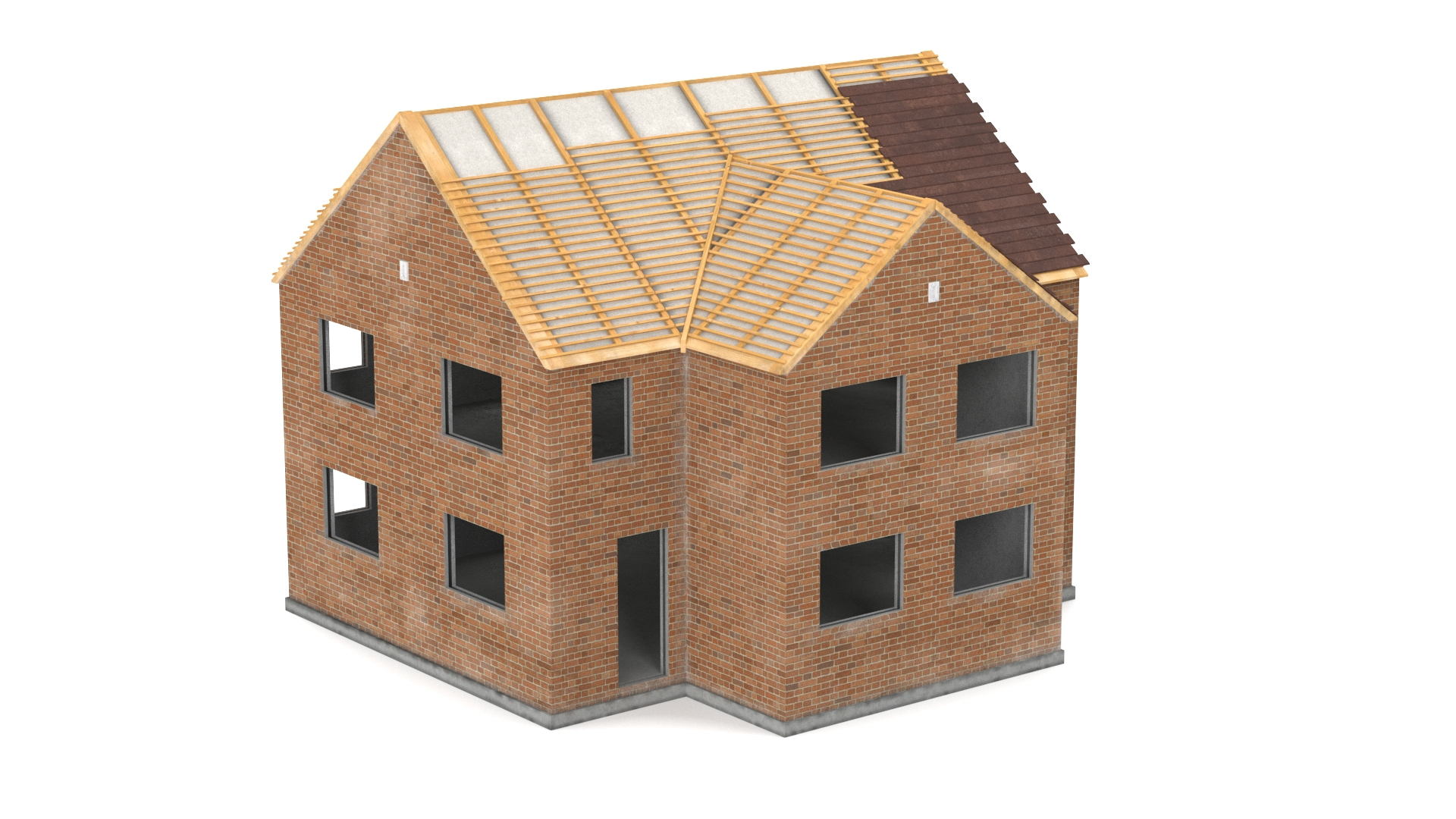 Unfinished Two Story Brick House Construction Model - TurboSquid 2265139