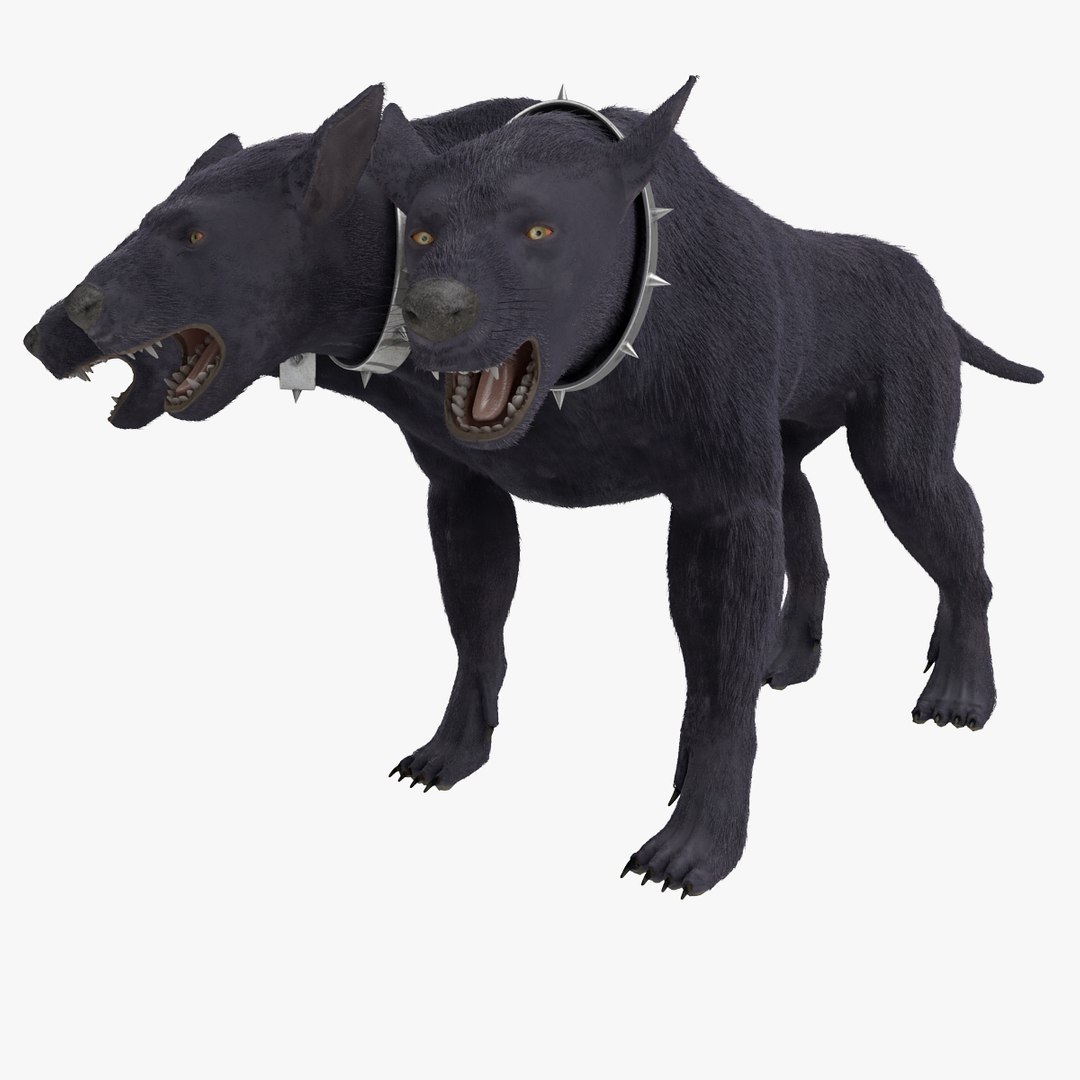 three-headed dog cerberus fur 3d max