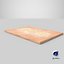Thin Crust Pizza Dough on Wooden Board 3D Model