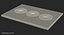 Thin Crust Pizza Dough on Wooden Board 3D Model