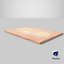 Thin Crust Pizza Dough on Wooden Board 3D Model
