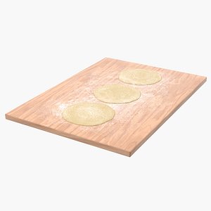3D model crust pizza dough wooden board