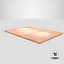 Thin Crust Pizza Dough on Wooden Board 3D Model