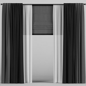 3D tulle dark curtain