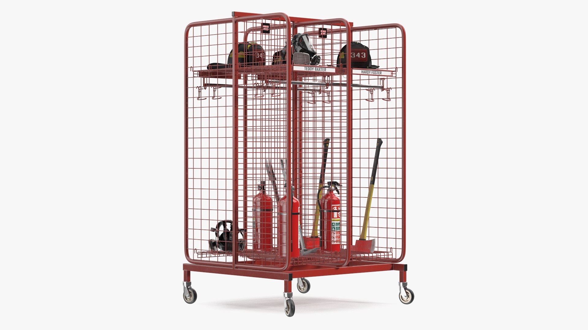 Fire Department Mobile Locker with Gear 3D model preview