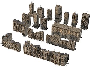 Abandoned Residential Apartment Buildings 3D Model Pack