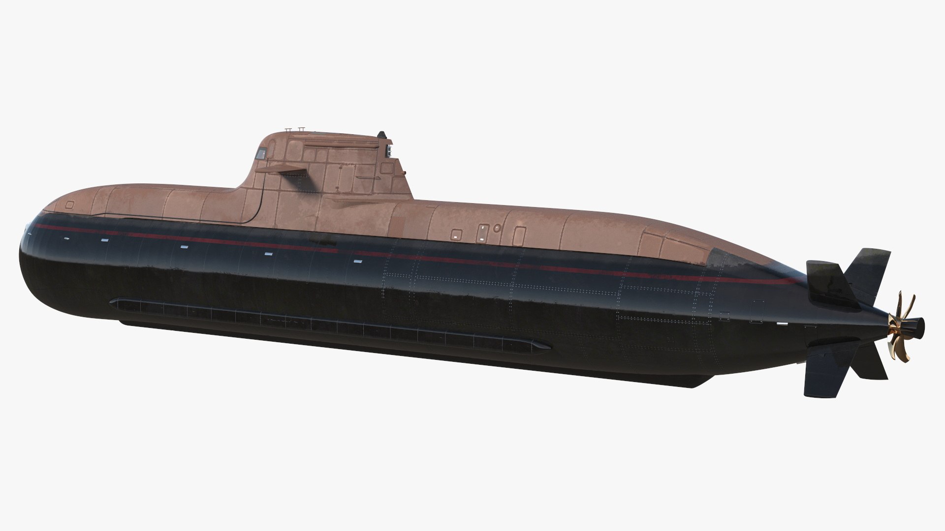 Diesel Submarine HDW Class 212A Half Wet Rigged 3D model preview