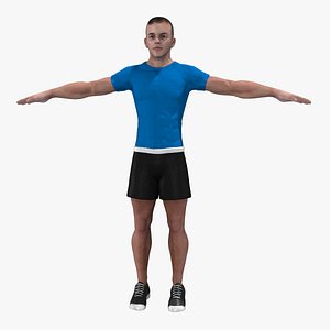 3d model athletic rigged male