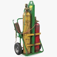 Oxygen and Acetylene Torch Welding Cart Set Old