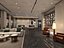 Modelo 3D do interior da recepção de um hotel moderno
