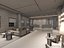 Modelo 3D do interior da recepção de um hotel moderno