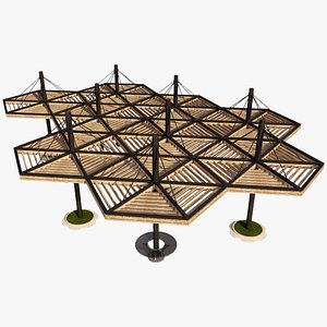 Modular Outdoor Shading Structure and Seating Area