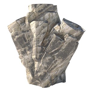 3D Grey white rock model