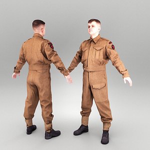 3D British soldier ready for animation 385