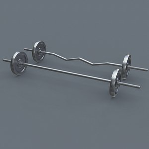 PBR Adjustable Barbell Set A3 3D model