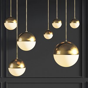 suspension light copper pendant 3D