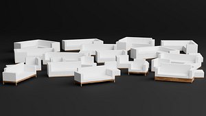 3D model Modern Low Poly Sofa Pack