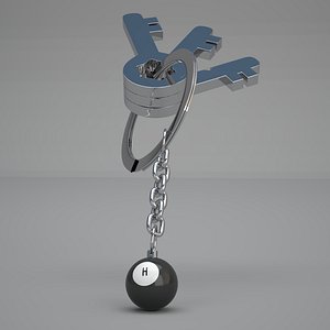 H Snooker Ball with Keychain 3D model