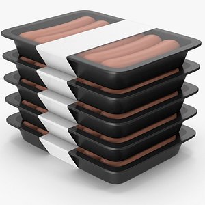 Stack Of Sausage Packages 3D model