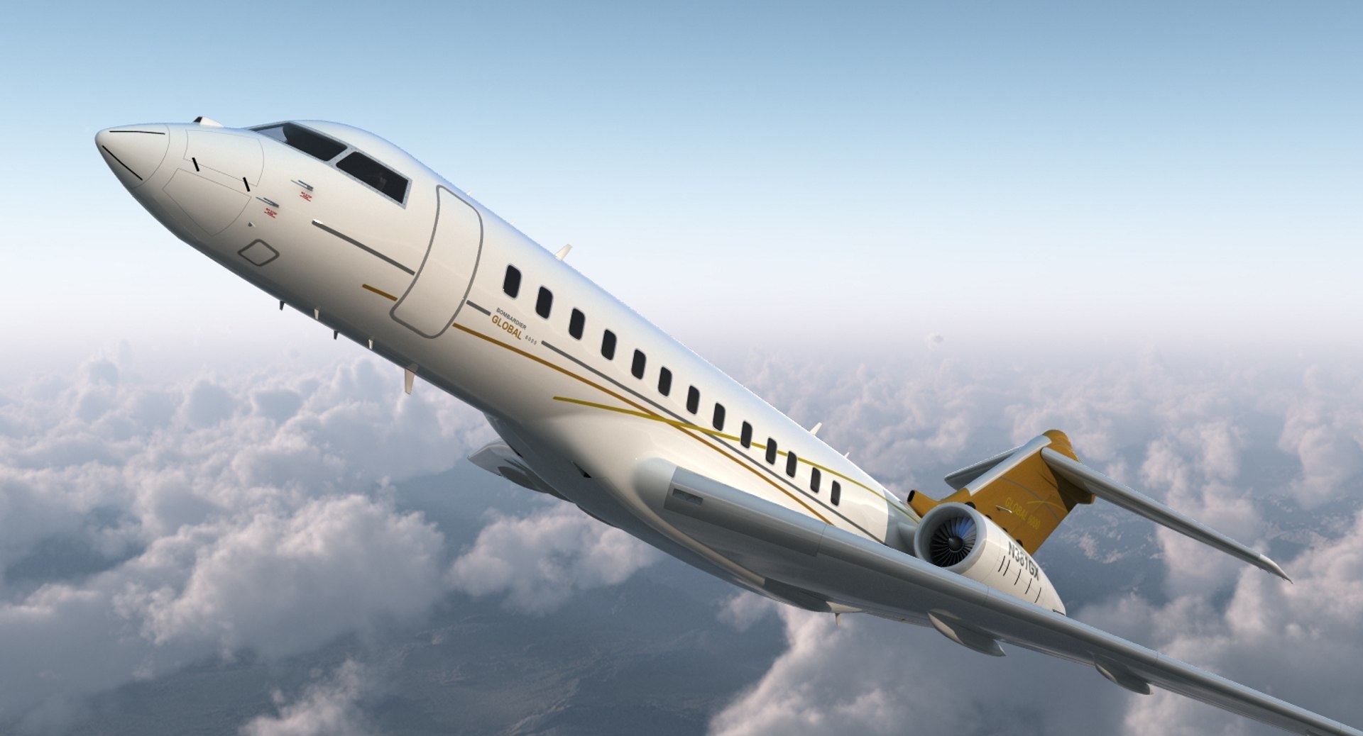 3d bombardier global 6000
