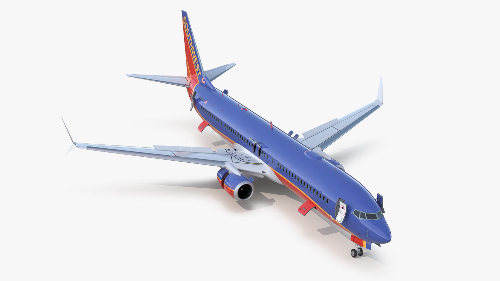 Southwest Airlines Boeing 737-900 with Cabin and Doors Rigged 3D model preview