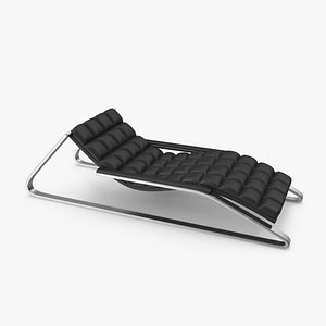 Black Leather Sun Lounger