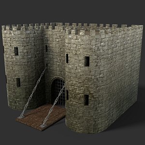 3D blender gate medieval model