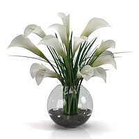 Calla Lily Arrangement in glass vase PBR