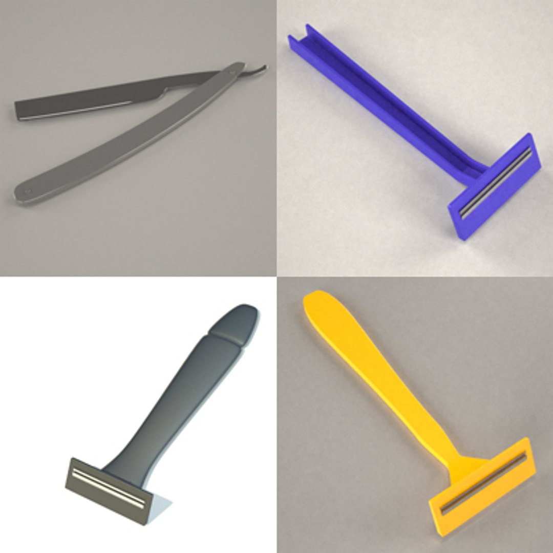 razor blades 3d obj