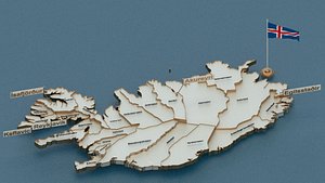 Iceland detailed Map with Animated Flag