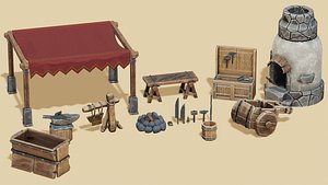 15 stylized medieval props 3D model