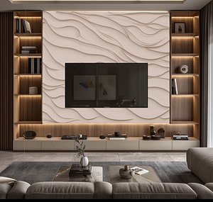 decor set wall tv panel wall relief mural CNC 65 3D model