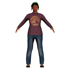 low-poly woman 3D model