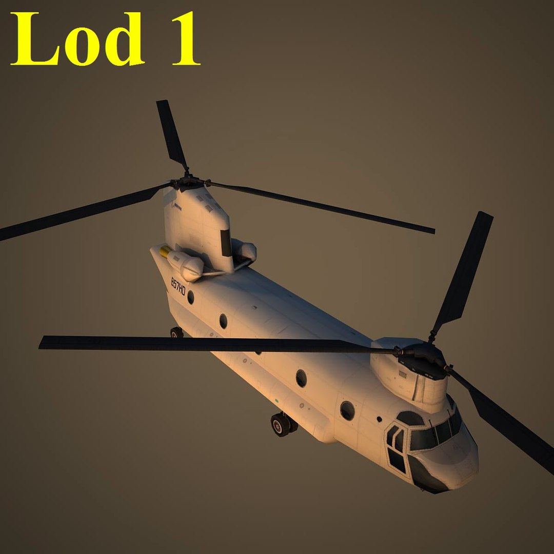 ch-47 chinook basic helicopter 3d model