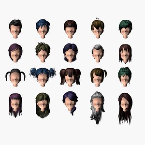 Hairstyle pack (10 pieces). Real-Time Low Poly Cards in Props - UE  Marketplace
