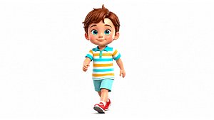 Stylized Cartoon Boy Character Rigged  Animated Cute Kid character 3D model