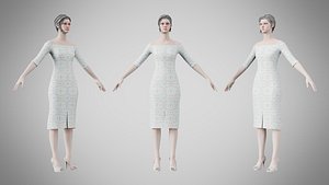 3D model Dress 14 Aqua Meadow Mosaic