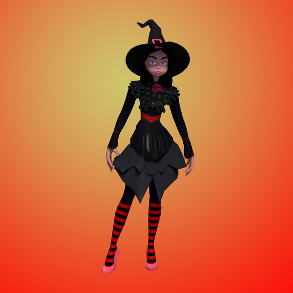 witch rigged 3d obj