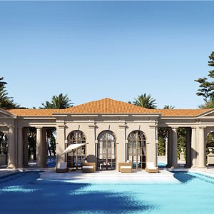 3D Exterior Swimming Pool with a Classical Gazebo in Tuscan Order