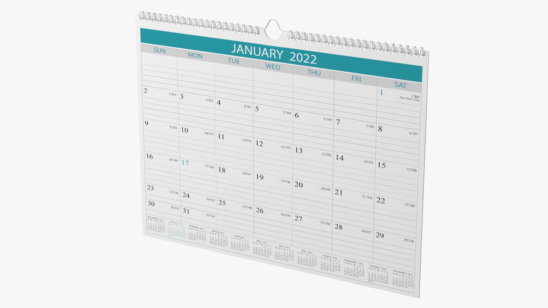 Business Monthly Wall Calendar 3D model preview