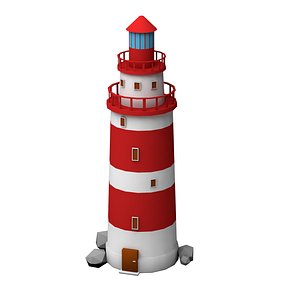 3D modeled cartoon lighthouse