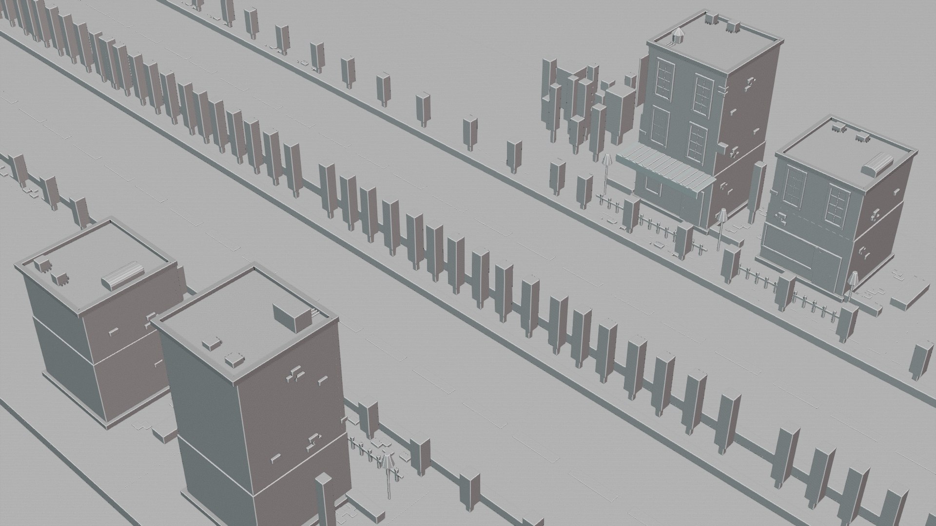 Small Village Beside Countryside Road - Low Poly Town 3D Model ...