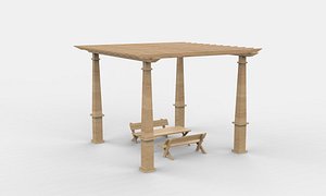 Wooden pergola 9 3D model 3D model