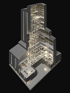 Factory tower in cutaway section 25i06 3D