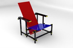 3d model red blue chair furniture
