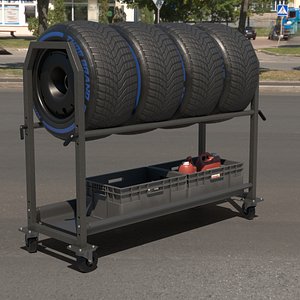 2 Floor Tyre Trolley With Tyre 2