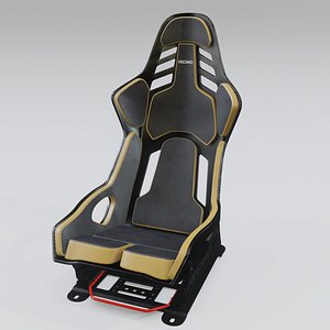RECARO Podium Black-Yellow Racing Seat 3D model