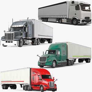 Heavy Duty Truck with Trailers Collection 3D model
