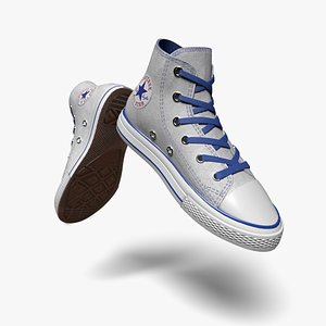 Shose Converse Color White Blue 3D