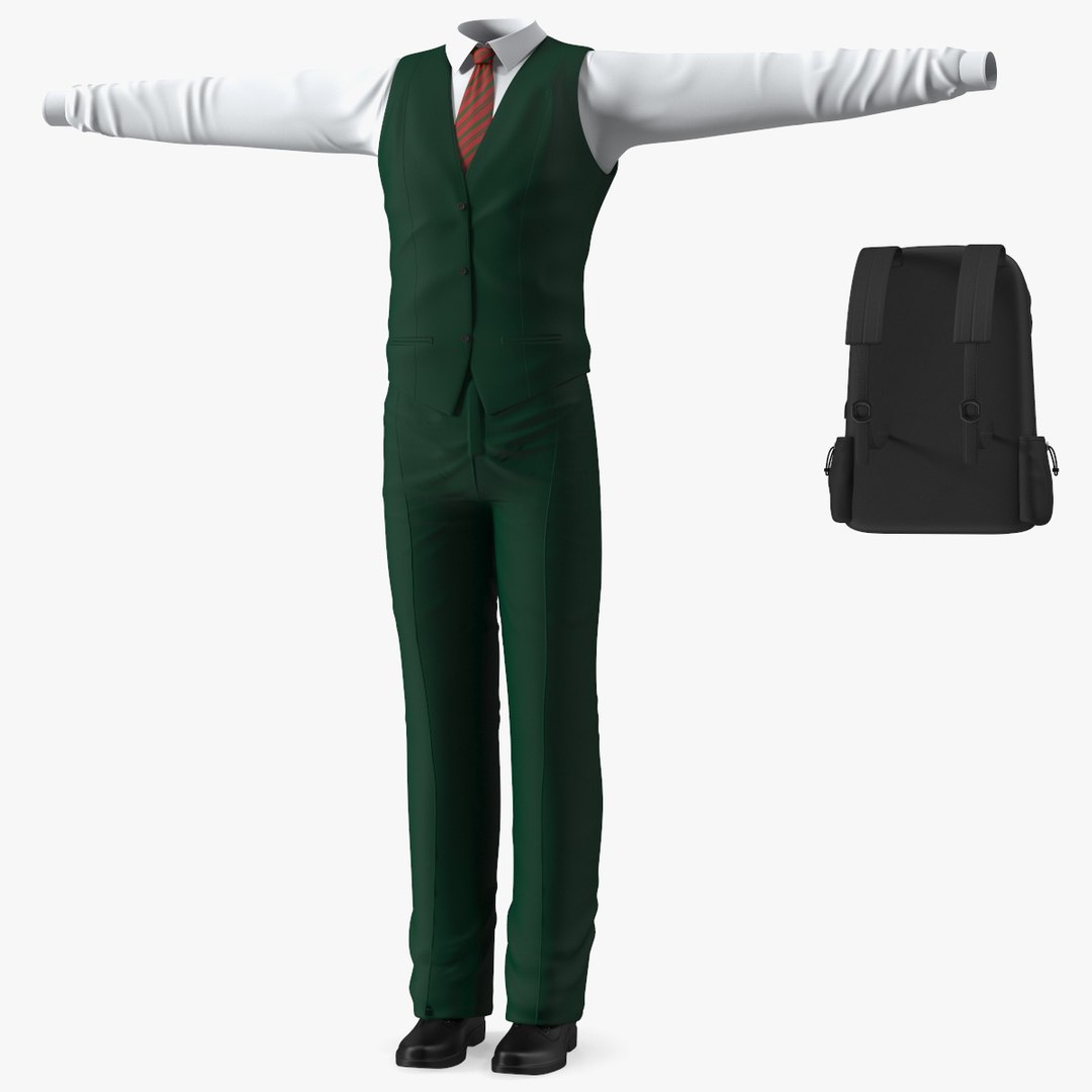 Teenage School Uniform 3D model preview
